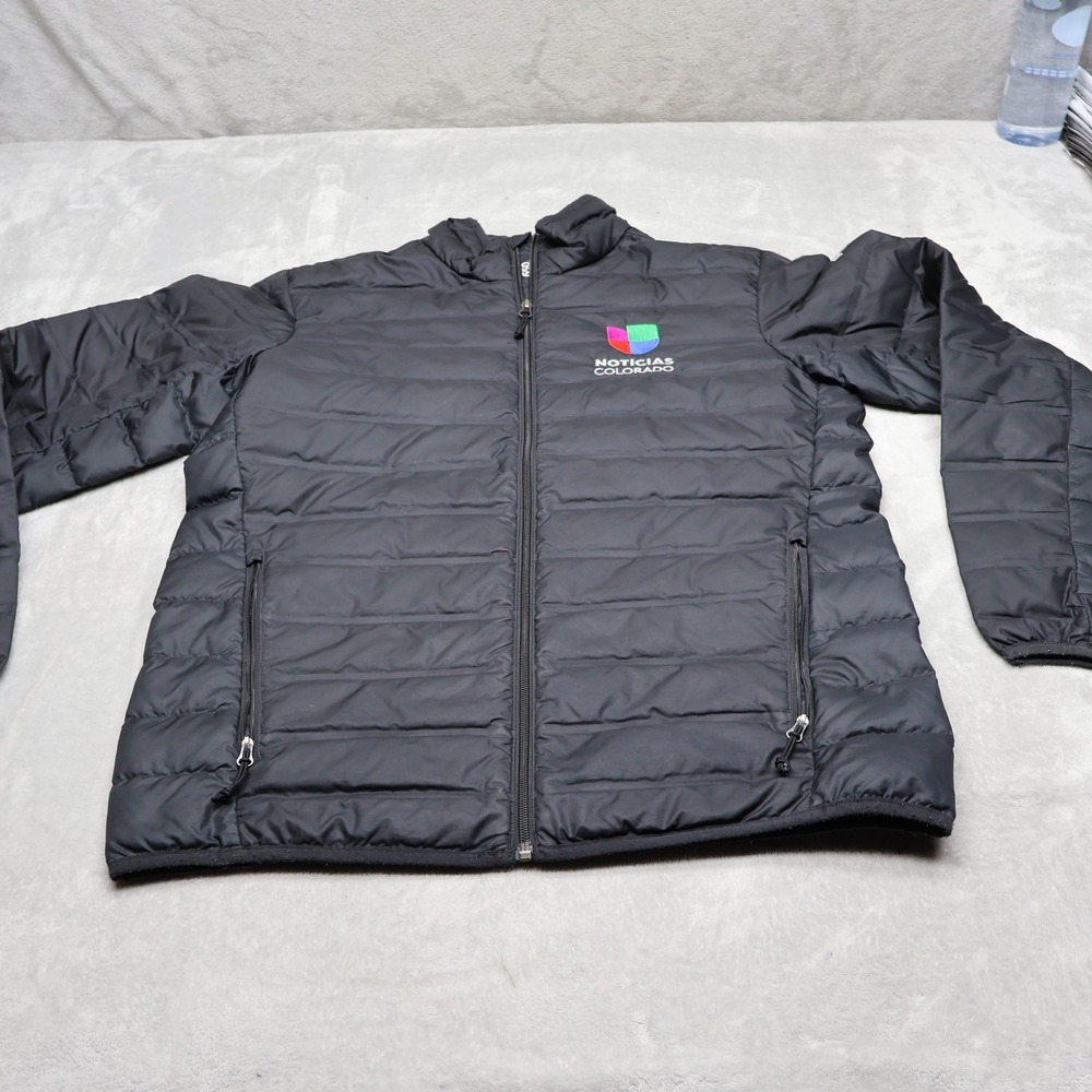 Columbia Down Jacket Mens Medium Black Lake 22 Insulated Quilted Puffer LOGO